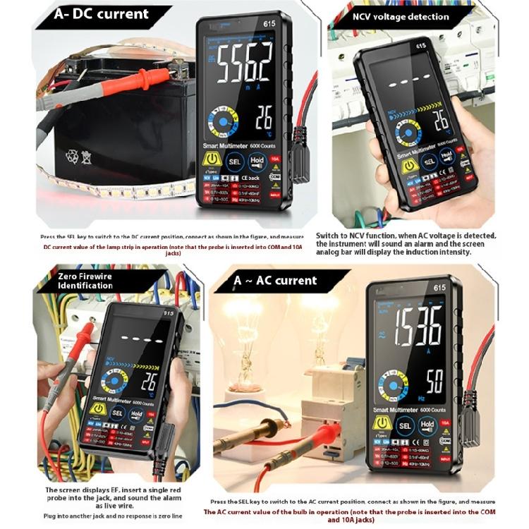 Portable Digital Multimeter 6000 Count with Clear Display for Technicians Multifunctional Use Household Circuit Testing