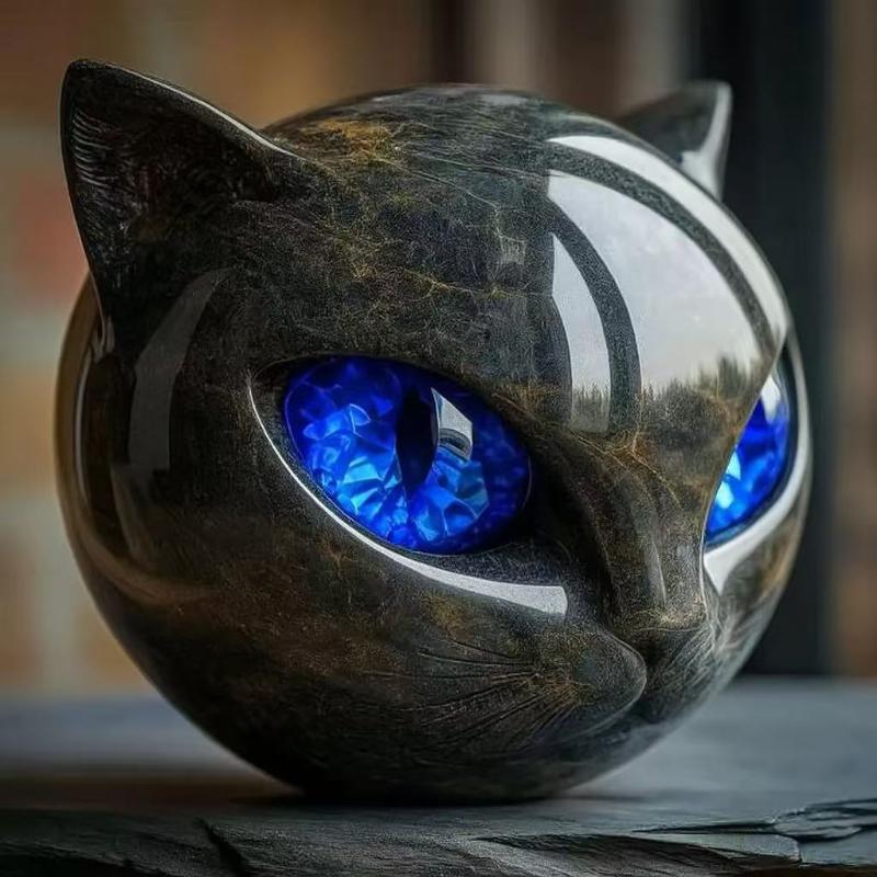 Black Cat Figurine Statue Halloween Decor Resin Sculpture Stone Texture Ornament For Home Office Bookshelf Display Craft Gift