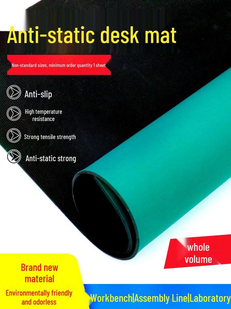 Green Anti-Static High-Temp Resistant Rubber Workbench Mat