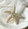 European Vintage Crystal Starfish Brooch – Elegant Women's Pin for Suits and Lapels
