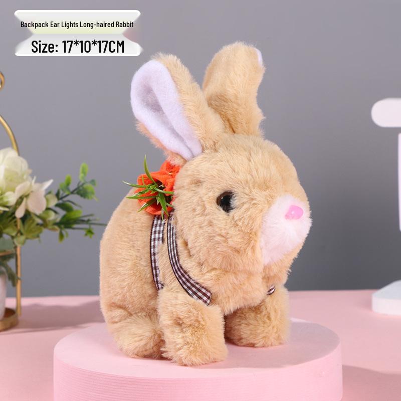 Interactive White Plush Rabbit Toy: Walks, Cries, and Moves Ears