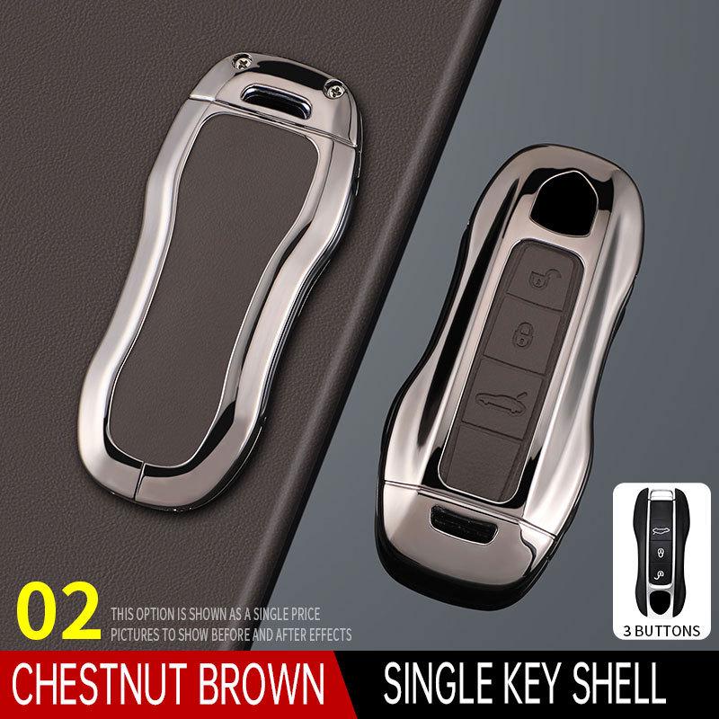 Porsche Key Case: Fits Cayenne, Macan, Panamera, 911, 718 Models with Metal and Leather Buckle