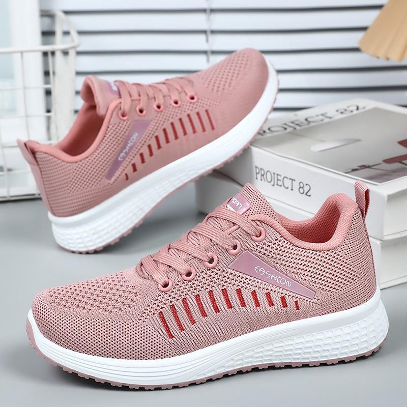 Schuhe Damen Herbst neue Kleidung atmungsaktive Mesh-Schuhe vielseitige weiche Sohlen keine müden Füße Fly-Woven Sportschuhe