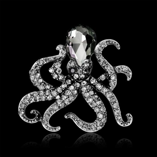 Broșă drăguță de caracatiță pentru femei, cu stras strălucitor, bijuterii pentru petrecere, eșarfă cadou