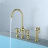 Tuqiu Brushed Gold Kitchen Faucet with Hand shower Head Black Pot Filler Tap Deck Mounted Hot Cold  Black Sink Tap Spout  Brass