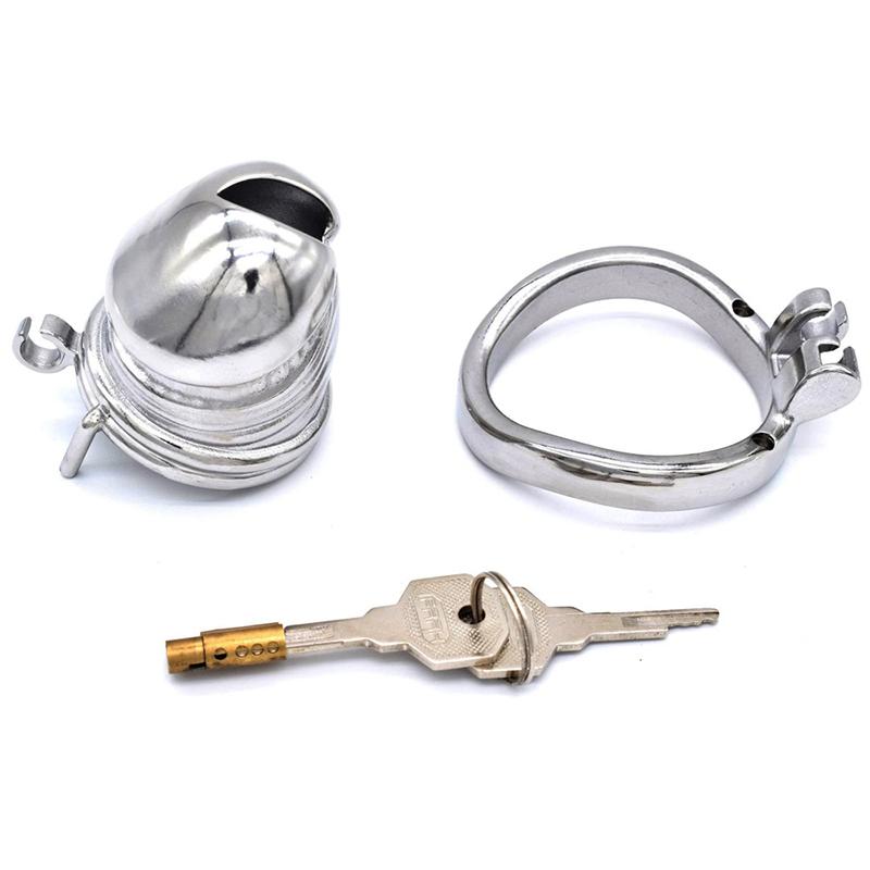 Stainless Steel Metal Chastity Lock CB Lock Cock Penis Cage Adult Sex Toys BDSM   Game Fetish Ball Stretcher Femdom Slave