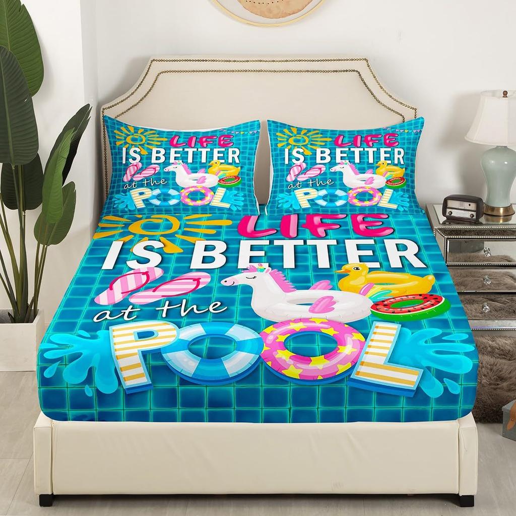 Cartoon Unicorn Pattern Mattress Three-Piece Digital Printing Mattress Bedding Set Adult Children