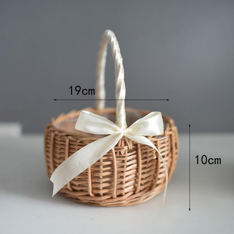 Handwoven Flower Girl Basket Natural Bamboo Rattan for Wedding Decor Multipurpose Home Centerpiece & Storage Eco-Friendly Gift