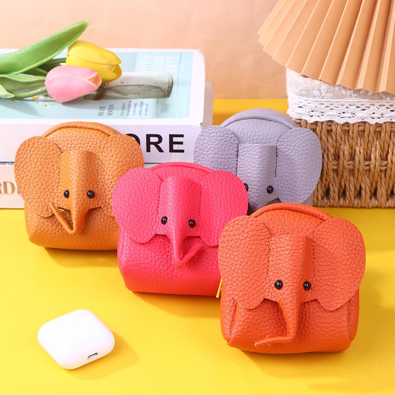Pu Leather Elephant Money Bag Women Coin Purse With Key Ring Multifunctional Zipper Cartoon Storage Bags Key Case