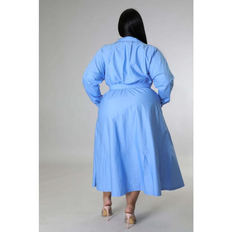 Платье-рубашка большого размера для женщин с длинным рукавом — фото 7