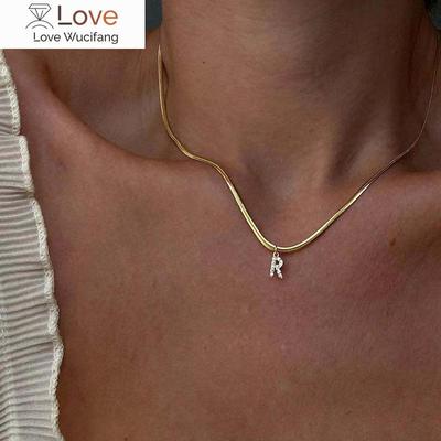 Custom Personalized Diy Name Necklace for Women Initial Letter Pendant Zircon Necklace Stainless Steel Chain Wholesale Jewelry