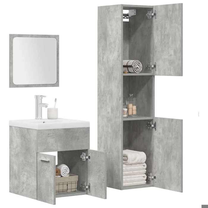 VidaXL Ensemble de meubles de salle de bain 4 pcs gris béton 3324898