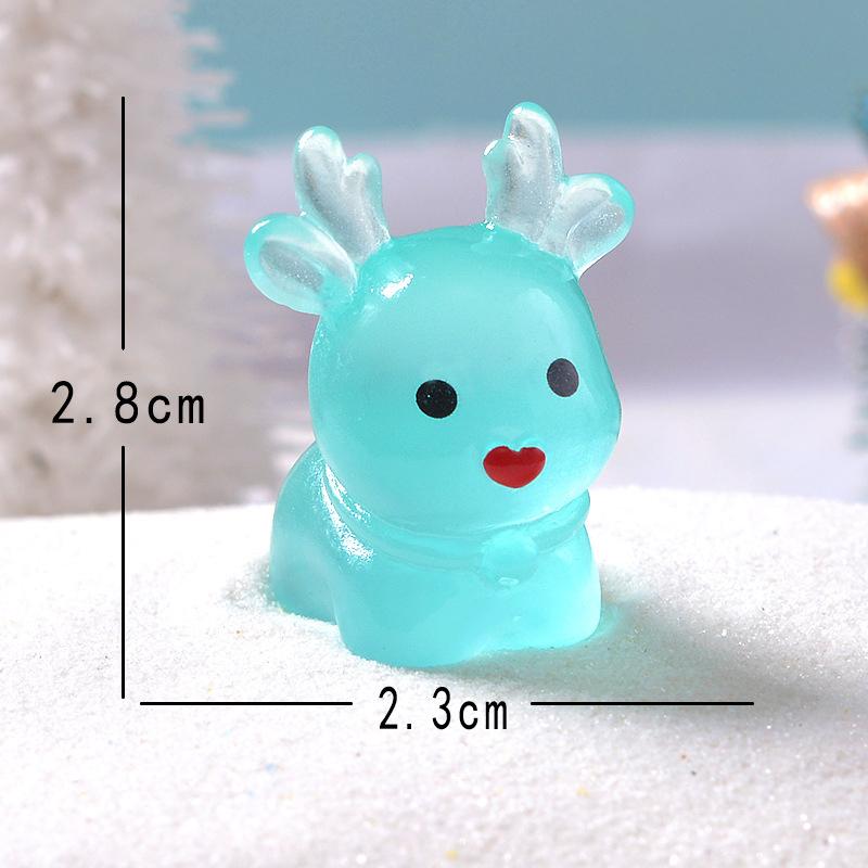 

1 шт. Рождественское украшение, светящиеся стоячие мини-фигурки лося, миниатюрное рождественское микро-пейзажное украшение в темном декоре синий