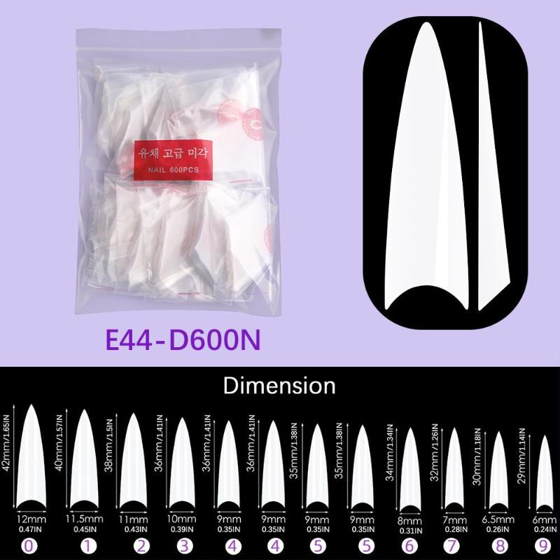 

Long Stiletto Nail Tips - 600Pcs Clear/Natural Acrylic Fake Nails for DIY Nail Art & Manicure