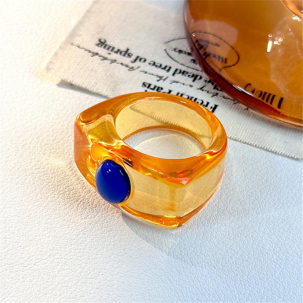 Fashion Simple Inlaid Colorful Y2k Resin Ring Women Sweet Cute Ins Birthday Party Hip Hop Commemorative Jewelry Rings Gift Women