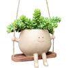 Swing Face Planter Pots, 1/2PCS Wall Hanging Head Planters, Smile Face Resin Flower Pot, Creative Succulents Plants Pot Basket, for Indoor, Outdoor,
