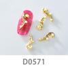 10Pcs Gold Silver Elk Antler Shape Alloy Diamond Nail Ornament Manicure Decoration Accessories