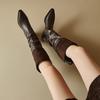 Women's low-heeled boots autumn and winter new European and American thick-heeled large-size Roman medium boots