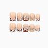 24Pcs Leopard Print French Press On Nails, Short Square Fake Nails with 3D Flower & Rhinestones