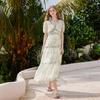 French Floral Ruffled V-neck Midi Dress