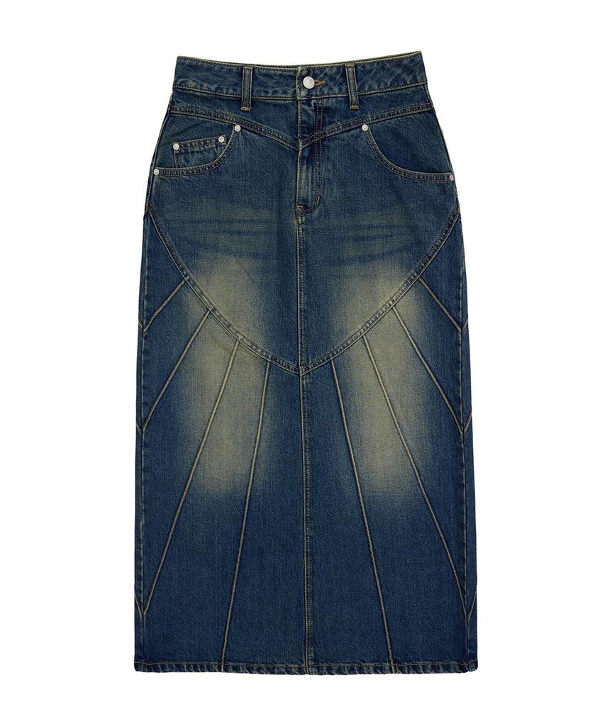 DILETTANTISME Piping Heart Denim Long Skirt
