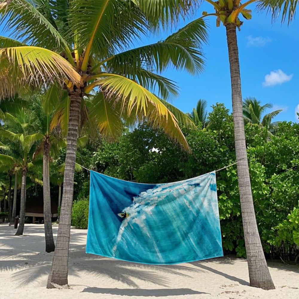 Surf Oil Painting Beach Towel Quick Drying Travel Towel Unisex Soft Comfortable Quick Dry Portable for Men Women Beach