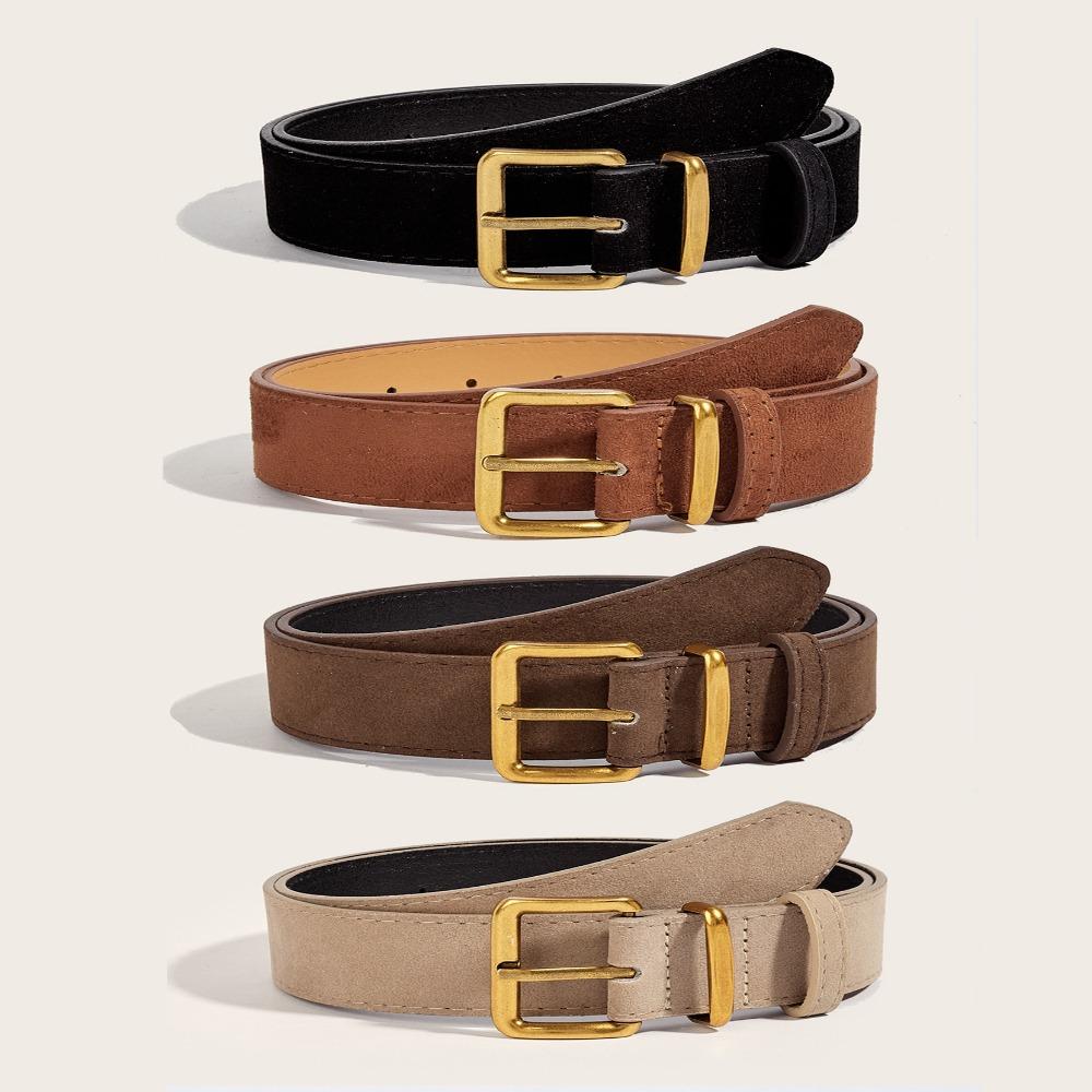 Trendy Pin Buckle Waistband Maillard Style Business Waist Strap Suede Leather Wide Belt Gifts