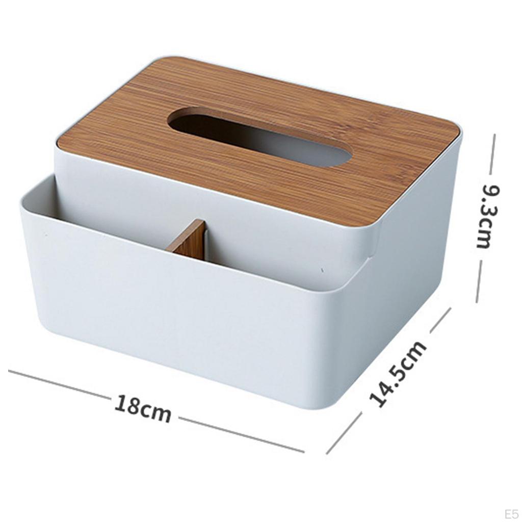 Multifunctional Tissue Box Cover Holder Desk Organizer Rectangle Bedside Decorative for