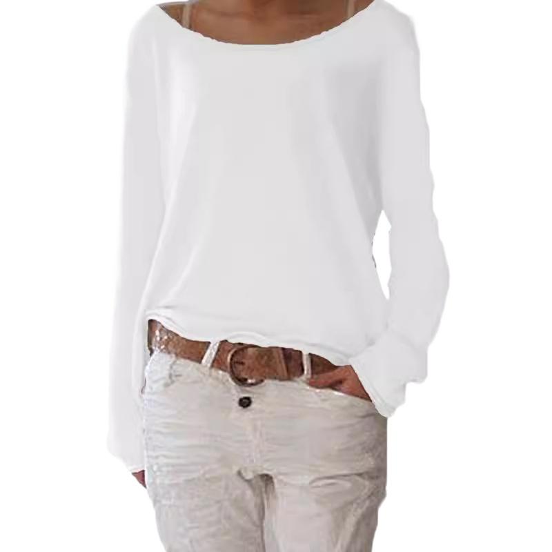 Solid Color Knitted Women's T-shirt Top Base Shirt