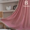 Bu Baba Orange Plaid Tassel Curtains - Semi-Shading, Decorative for Living Room, Bedroom, Kitchen, Balcony