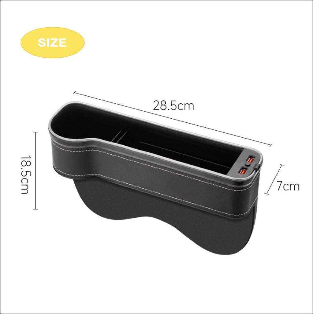 Car Side Pocket with Changing Large Capacity Front Seat Console Pocket with Dual USB Cup Phone Water Easy Convenient Car Accessory Seat Passenger LED,