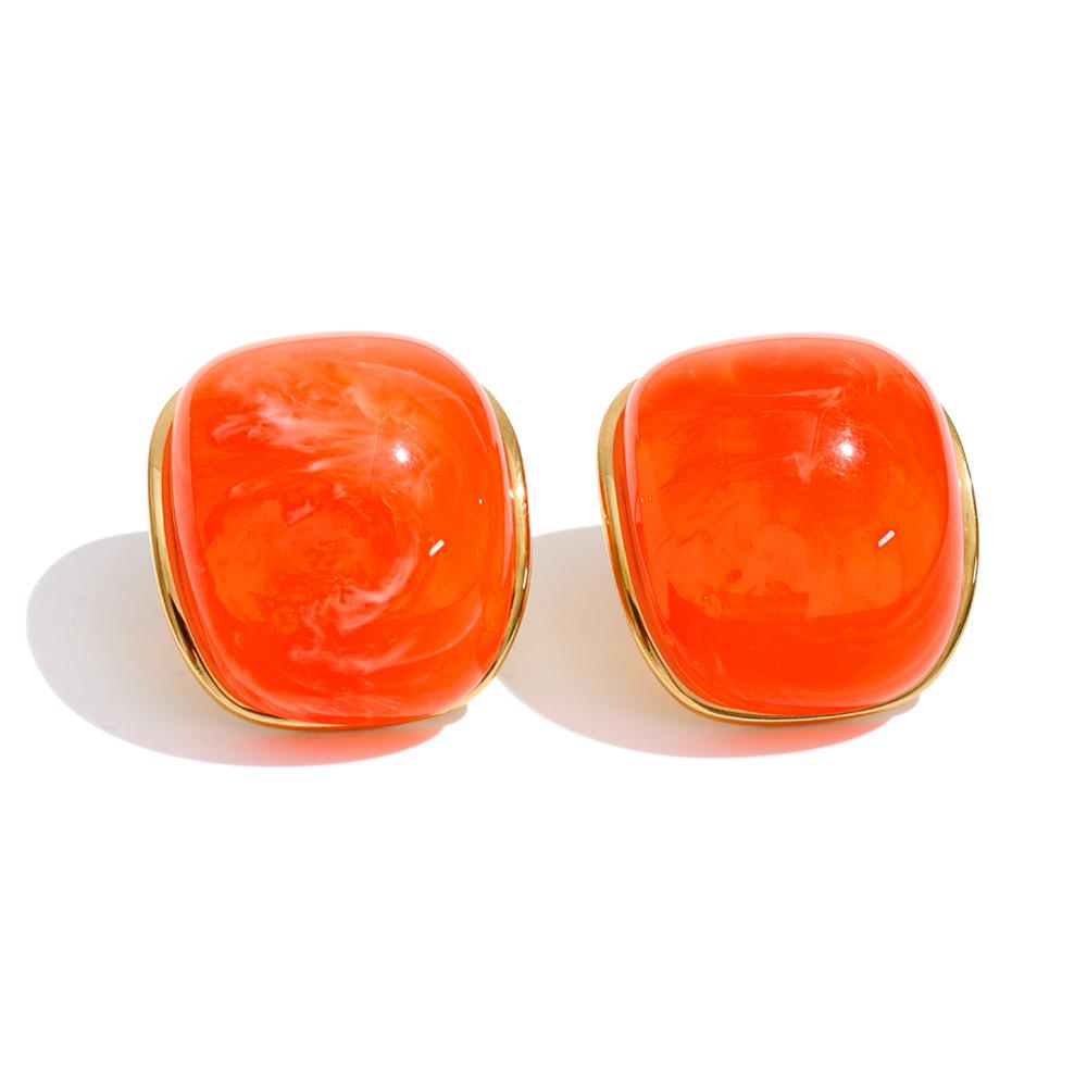 Yhpup 10 Color Acrylic Resin Y2K Earrings for Women Gold Color Stainless Steel Spring Summer Candy Sweet Jewelry