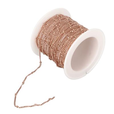 19,6 Pieds Chaîne à Billes en Acier Inoxydable Chaîne à Maillons DIY pour Collier Bracelet Cheville Fabrication de Bijoux Or Rose