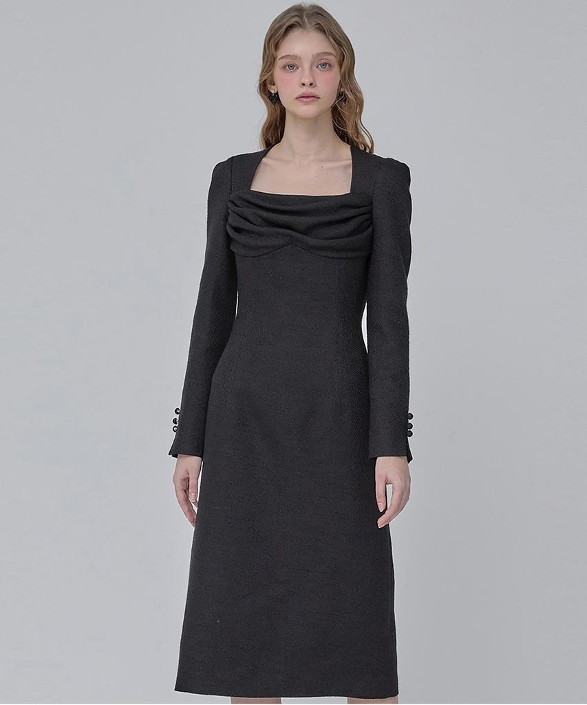 JULIY&CALLA 24 Fw Collar 108 Dear Vivian Tweed Dress Black