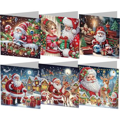 Ensemble de 6 cartes de vœux de peinture diamant à faire soi-même, strass, art diamant, mosaïque, cartes postales, cartes de remerciement et bénédictions de vacances