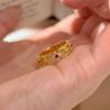 2026 Vintage Court Silk Ruby Ring Yellow Gold Hollow Index Finger Ring