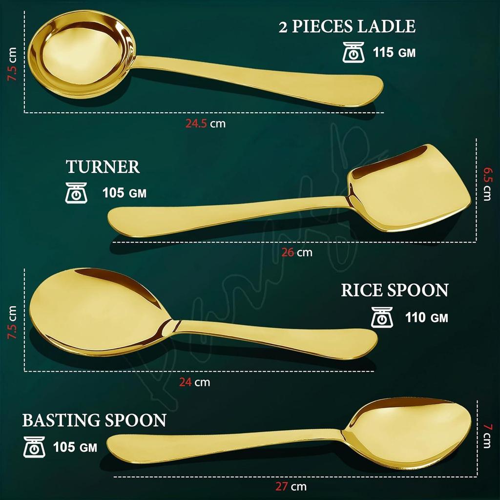 5 Pieces Stainless Steel Serving Spoons Set for Dining Table/Kitchen, 1.8 mm Heavy Gauge
