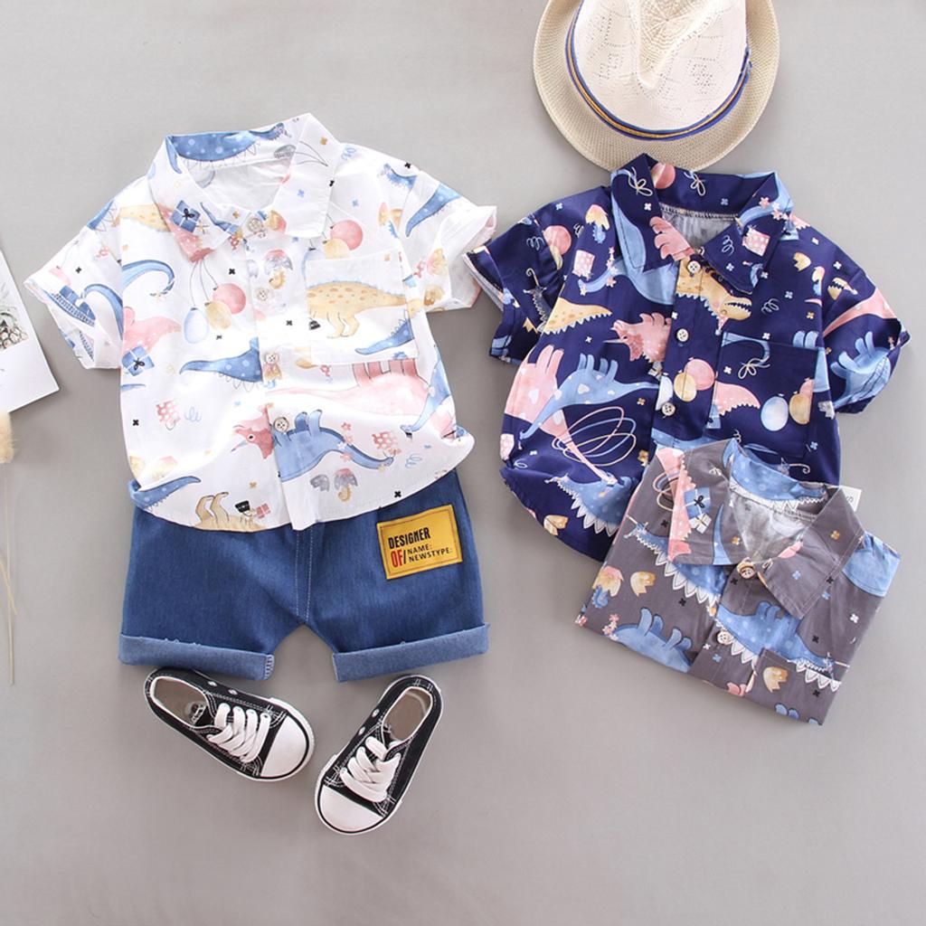 1-4Years Infant Baby Boys Clothes Set Cartoon T-shirt Tops+Shorts Summer Outfits