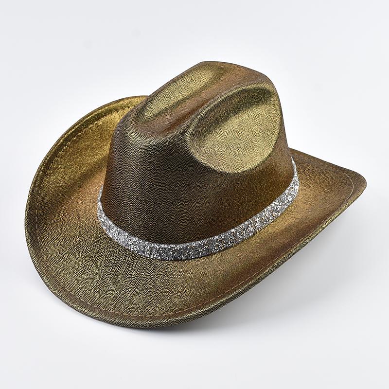 Western Style Cowboy Hat Fashion Roll Up Brim Party Dress Fedora Hat Festival Costume Party Play Cowgirl Hat