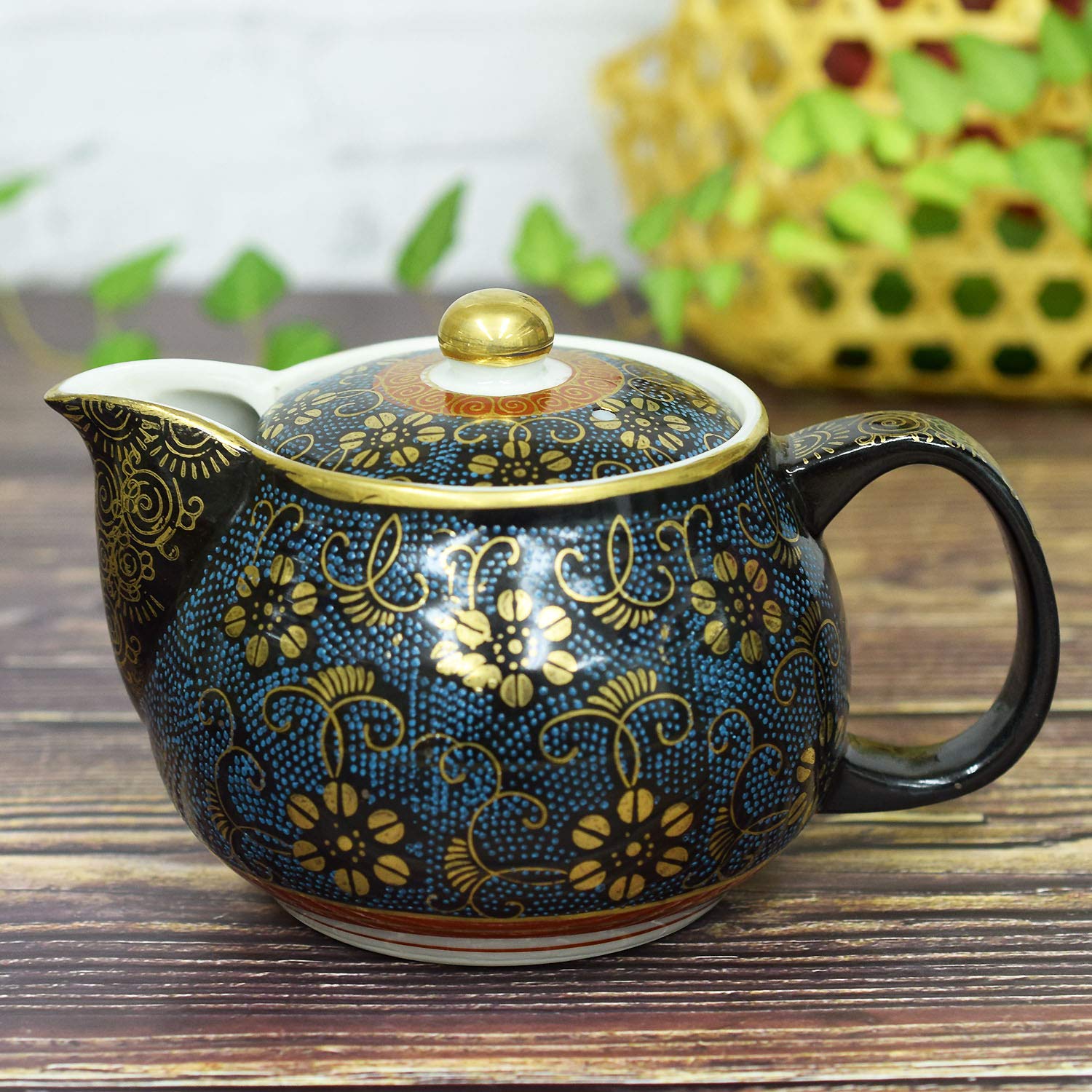 

tea strainer Kutani ware iron Japanese tea made in Japan [With easy-to-clean net] pot, teapot, blue-grain porcelain, tableware, utensils, синий