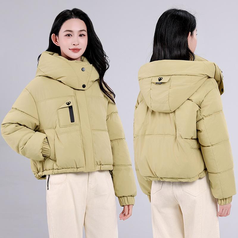 Sports style fashion casual hooded down cotton short cotton clothes women's winter warm zipper loose jacket bread clothes
