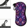 2D-Floral Pattern Zipper Protective Sunglasses Case, Vintage Bohemian Flower Print Eyeglasses Holder, Portable Travel Eyewear Organizer for Women Gift