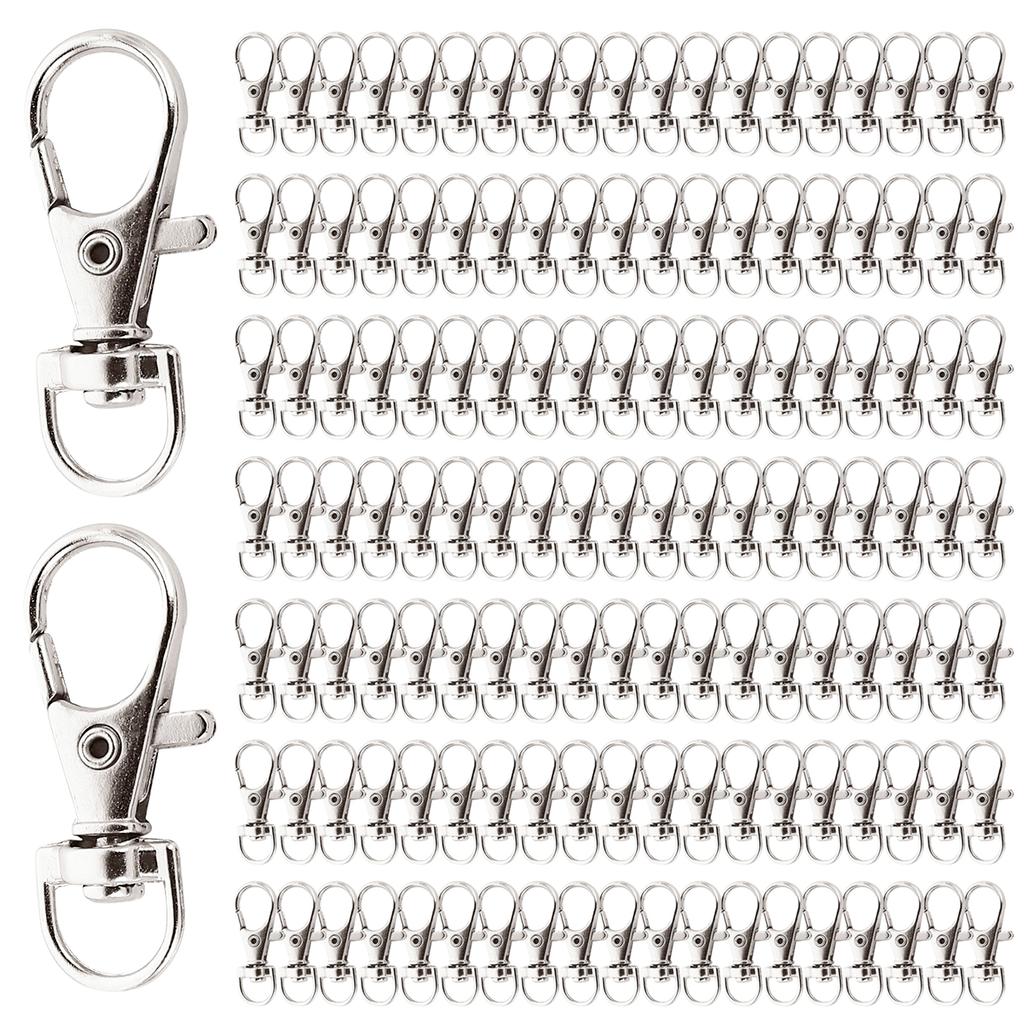 25/50/200Pcs Swivel Lobster Clasp Snap Hooks Stainless Steel Key Ring Clasp D Ring Snap Hook for Keychains Jewelry DIY Crafts