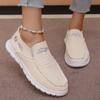 Canvas Slip-On Flats, Frayed Cut Collar Trim, Daisy Vine Stitch Graphic Diamond Lattice White Outsole Commute Lifestyle Shoes