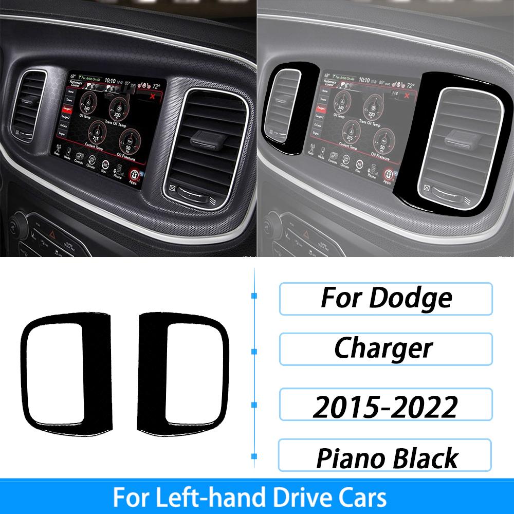 For Dodge Charger 2015-2022 Piano Black Central Control Radio CD AC Panel Trim Cover Car Interior Decoration Accessories Sticker