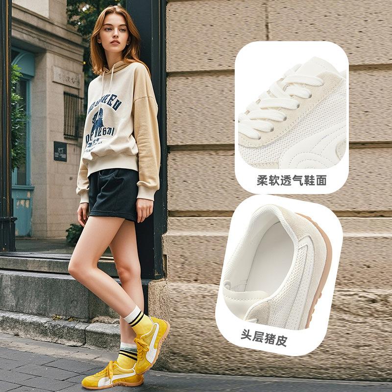Genuine leather Forrest Gump shoes women's 2025 summer new thick-soled versatile little white shoes women's color matching retro ballet training s