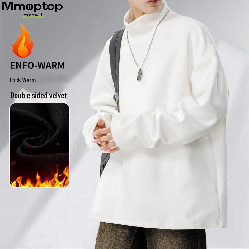MMOPTOP Men's De Velvet Thermal Turtleneck Top