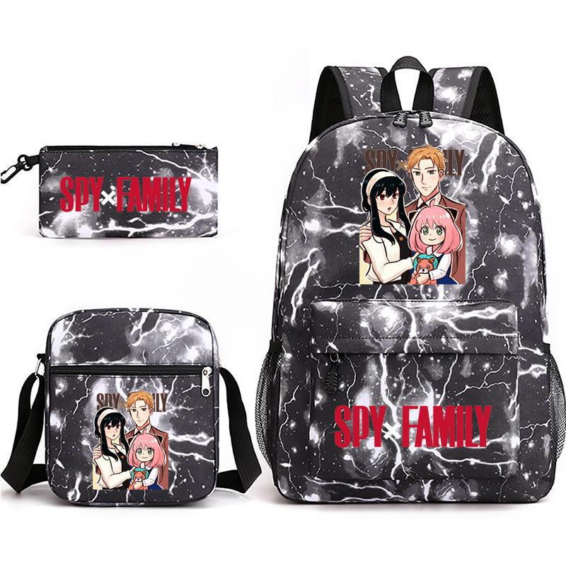 Spy Play House, Animation Periphery Backpack Student Schoolbag Satchel Pencil Case Three-Piece Set