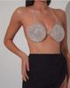 BC22860 Women White Nude Sexy Diamond Diamante Trim Hoop Corset Push Up Bralet Bra Body Chain Women Harness