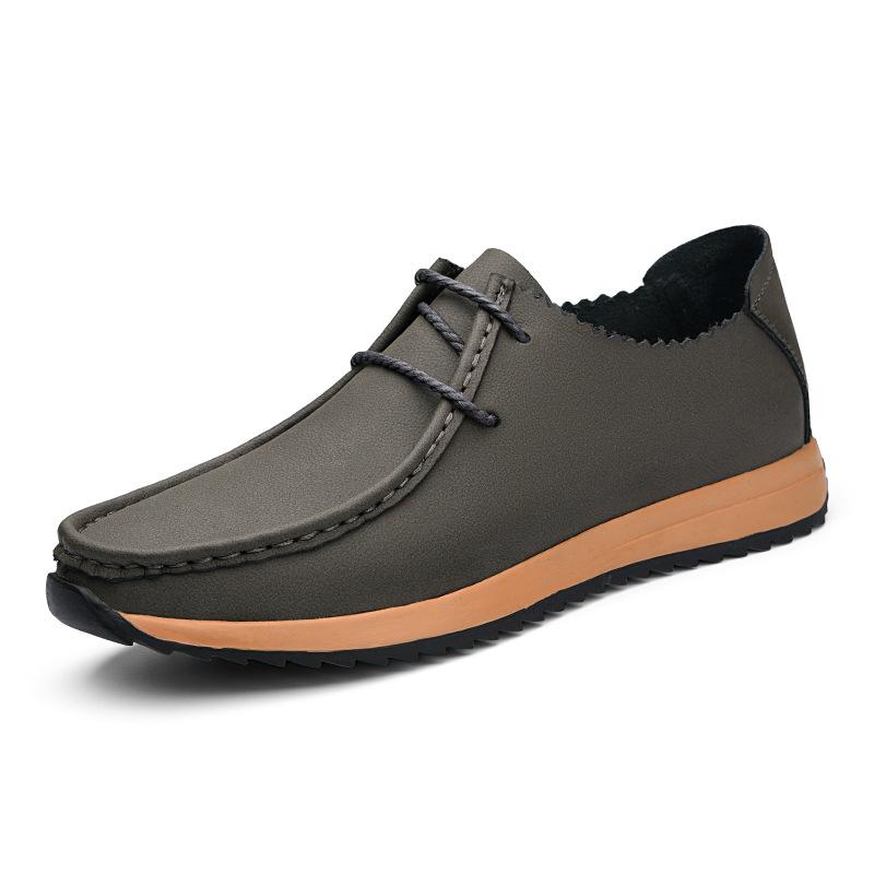 Men s Cross-Border Large Size 6CM Heightening Casual Breathable Lace-Up Slip-On Retro Leather Shoes 35